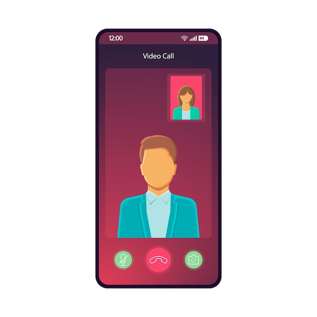 Vector video call smartphone interface vector template