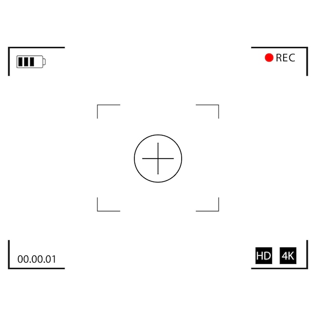 Video camera focusing screen. Camera frame. Interface viewfinder