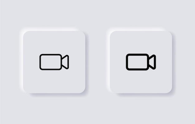 video camera icon for streaming facetime in neumorphism buttons or neumorphic style ui ux app icons