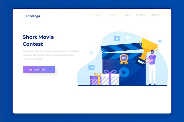 video contest illustration landing page concept