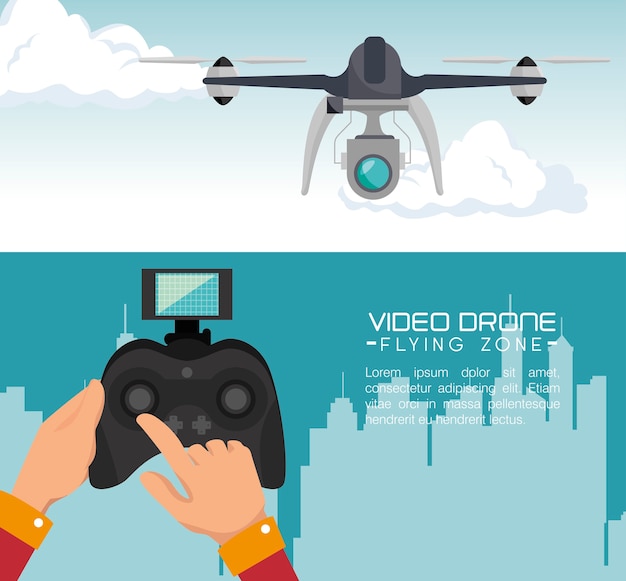 Vector video drone technology isolated icon design