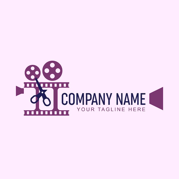 Video editing company logo design template vector