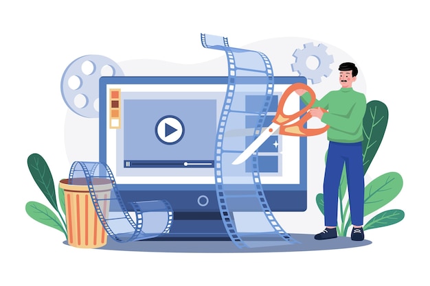 Video Editor Illustration concept on white