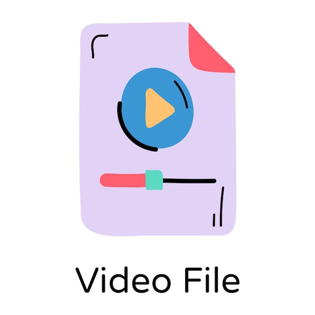 Video file hand drawn icon vector