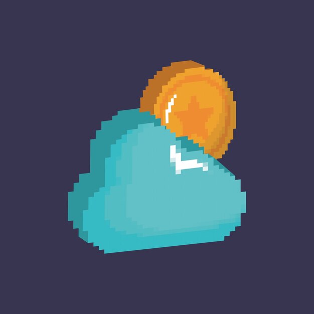 video game design with pixelated cloud and coin