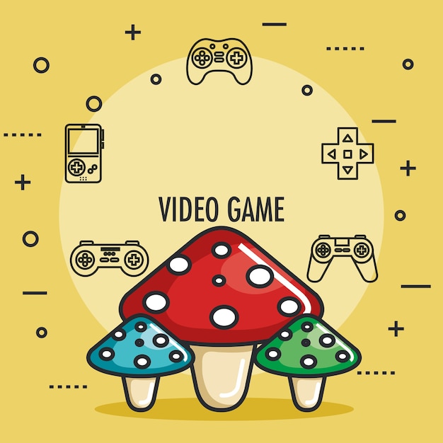 Video game mushrooms entertaining play