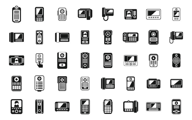 Video intercom icons set simple vector Door phone