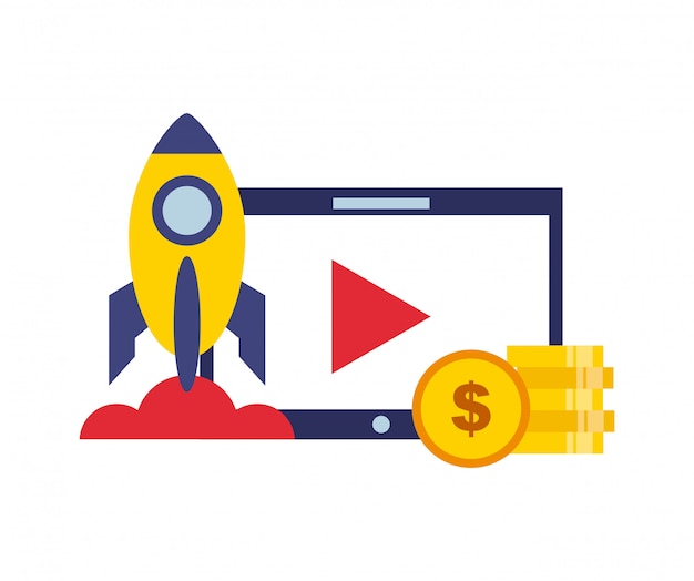 video marketing flat line icons