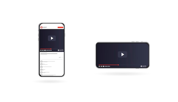 Video player design template for web and mobile apps flat style  Vector illustration