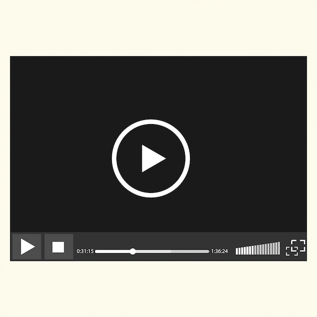 Video player easily editable on white background, 