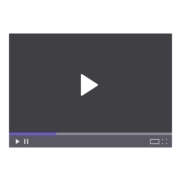 Vector video player showing streaming bar play button and progress bar