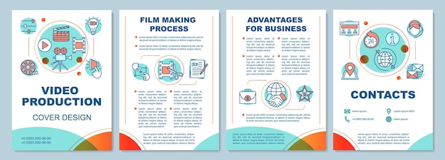 Video production agency brochure template layout. Film making. Flyer, booklet, leaflet print design with linear illustrations. Vector page layouts for magazines, annual reports, advertising posters