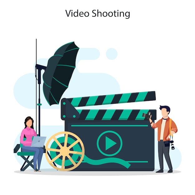 Video production or videographer vector Movie and cinema industry with special equipment