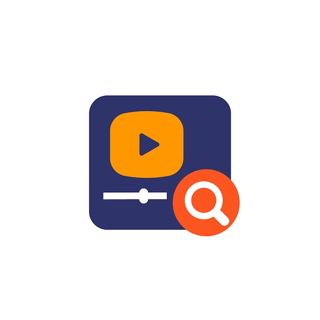 Video search vector icon for web