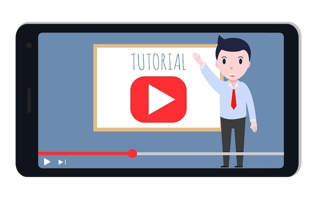 Video tutorial, smartphone vector illustration, streaming, online videos