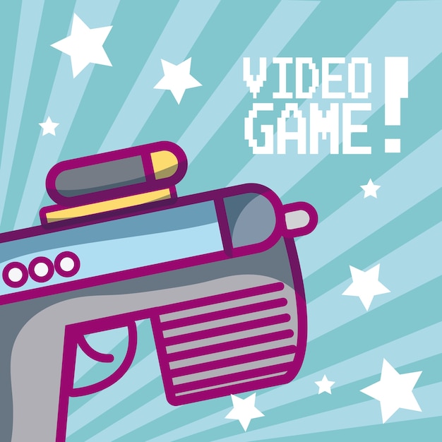 Videogame retro handgun cartoon concept vector illustration graphic design