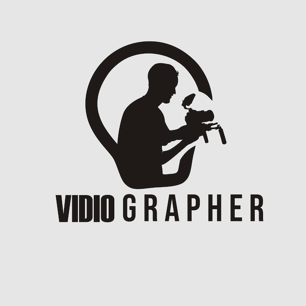 videographer logo with illustration of a man holding a camera