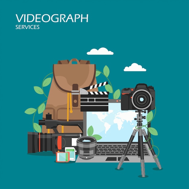 Videographer services  flat style design illustration