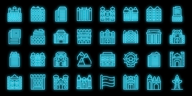 Vienna icons set vector neon