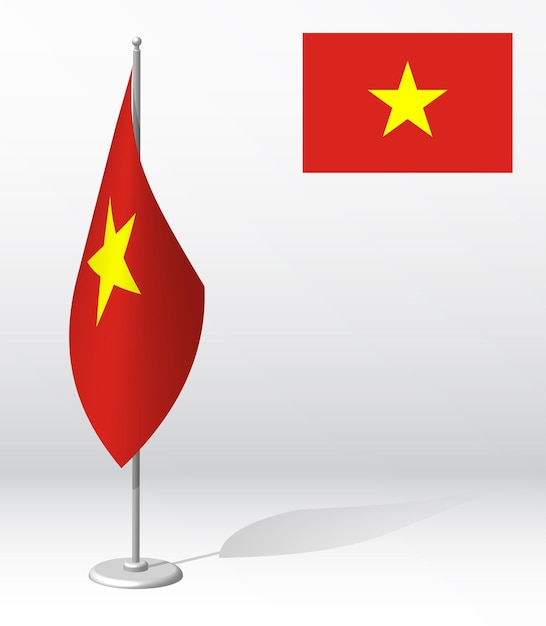 Vietnam flag on flagpole for registration of solemn event meeting foreign guests National independ