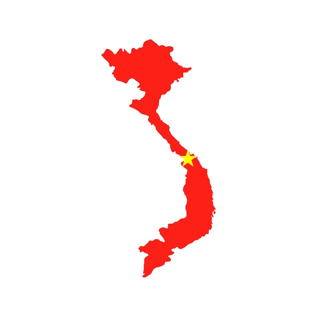 Vietnam map silhouette with flag on white background