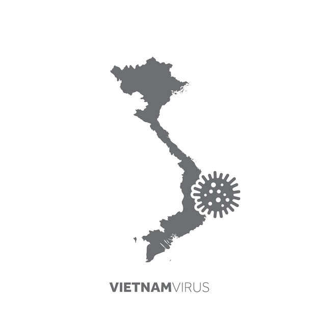 Vietnam map with a virus microbe illness and disease outbreak