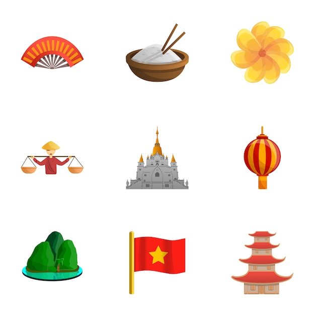 Vietnam set, cartoon style