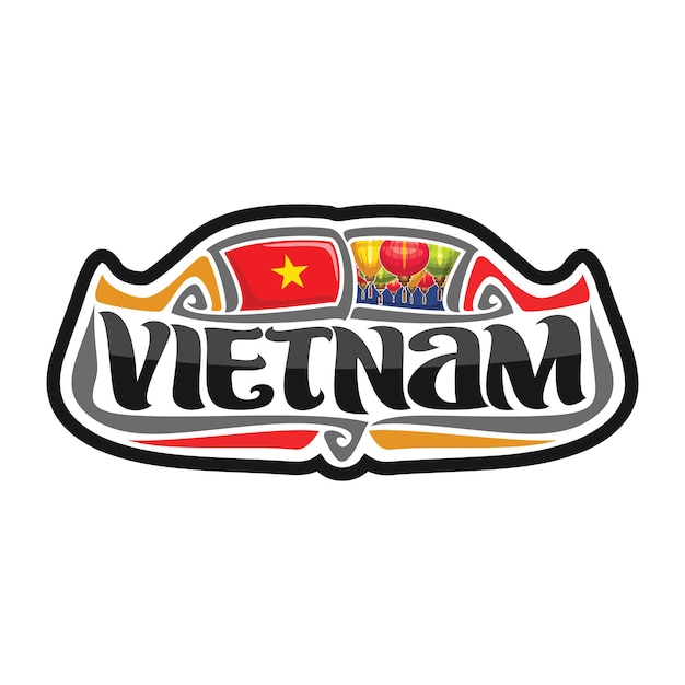 Vietnam Sticker Flag Logo Badge Travel Souvenir Illustration