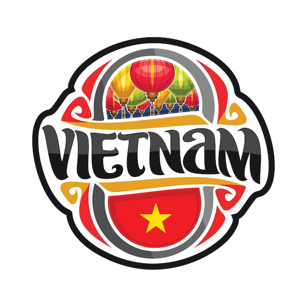 Vietnam Sticker Flag Logo Badge Travel Souvenir Illustration