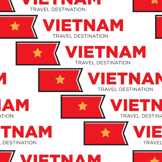 Vietnam travel destination vietnamese national flag seamless pattern