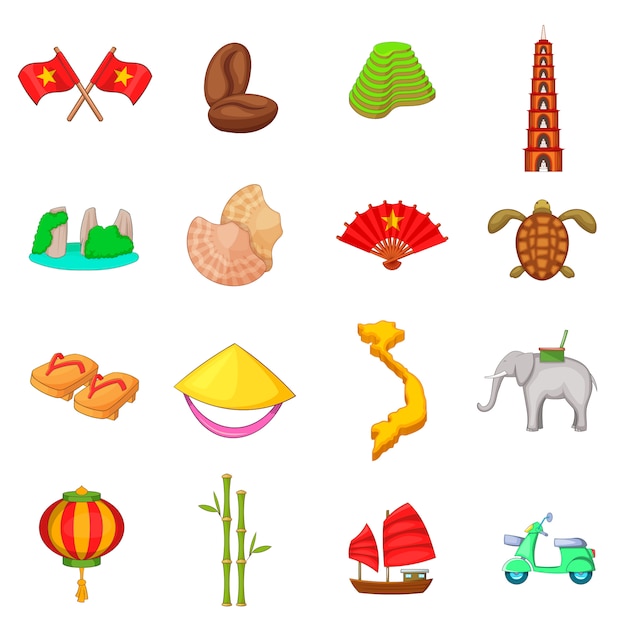 Vietnam travel icons set