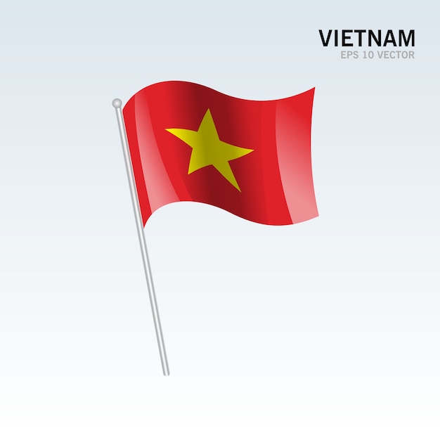 Vietnam waving flag isolated on gray background