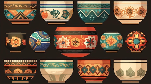 Vietnamese Bat Trang pottery patterns with traditional designs