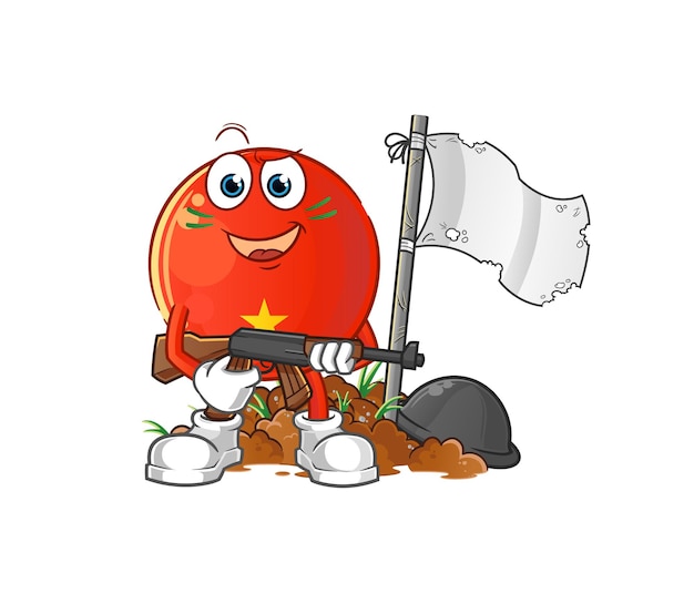 Vietnamese flag army character. cartoon mascot vector