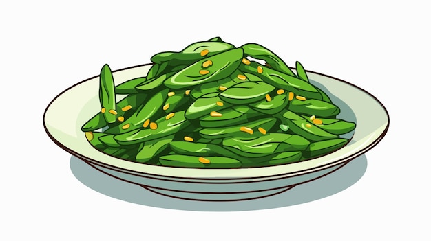 Vector vietnamese stir fried water spinach with garlic fresh and flavorful asian cuisine dish