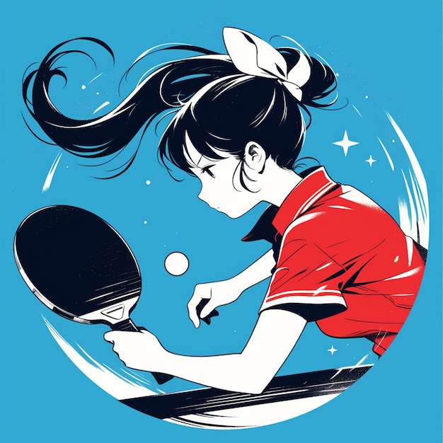 A Vietnamese woman is playing table tennis