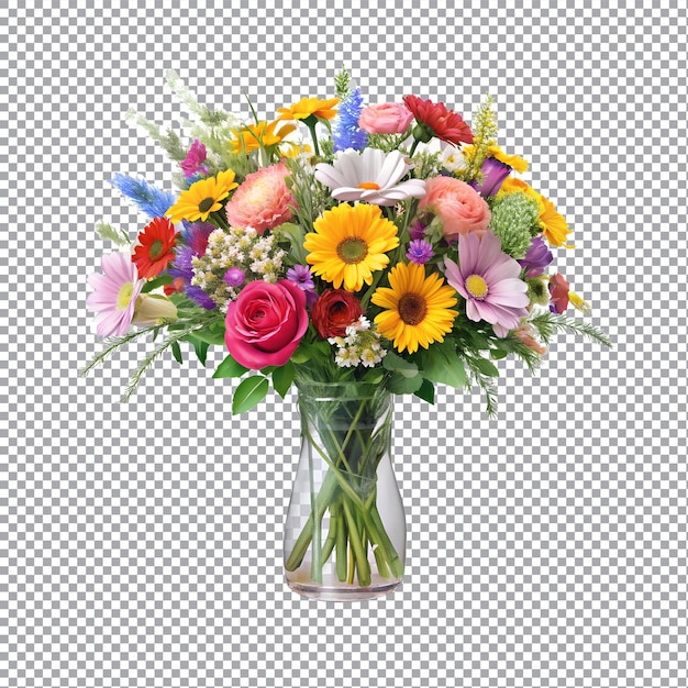 View of beautiful A bouquet of flowers isolated on transparent background