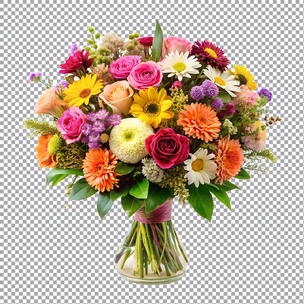 View of beautiful A bouquet of flowers isolated on transparent background