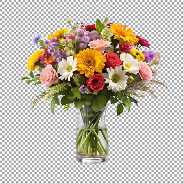 View of beautiful A bouquet of flowers isolated on transparent background