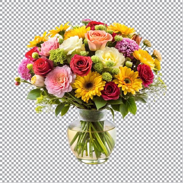 View of beautiful A bouquet of flowers isolated on transparent background