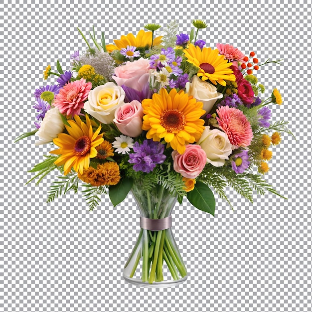 View of beautiful A bouquet of flowers isolated on transparent background