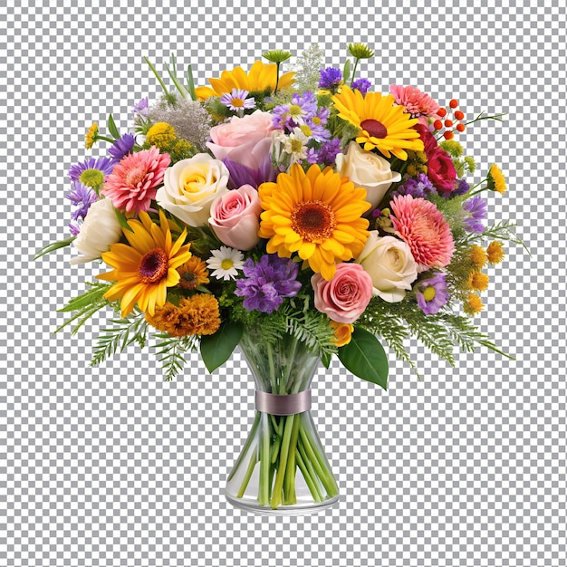 View of beautiful A bouquet of flowers isolated on transparent background