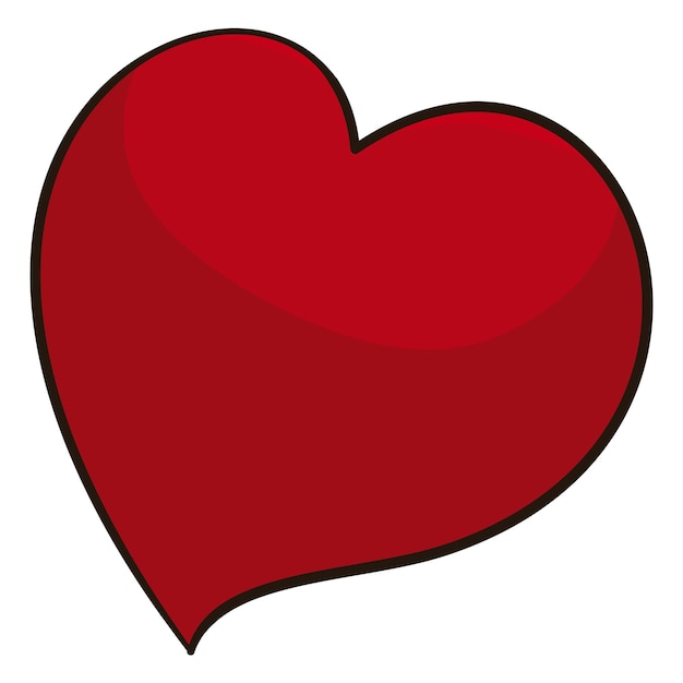 Vector view of red heart in cartoon style and outlines ready to use it during special holidays