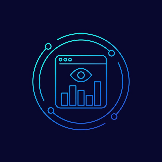 Views analytics line icon website and graph