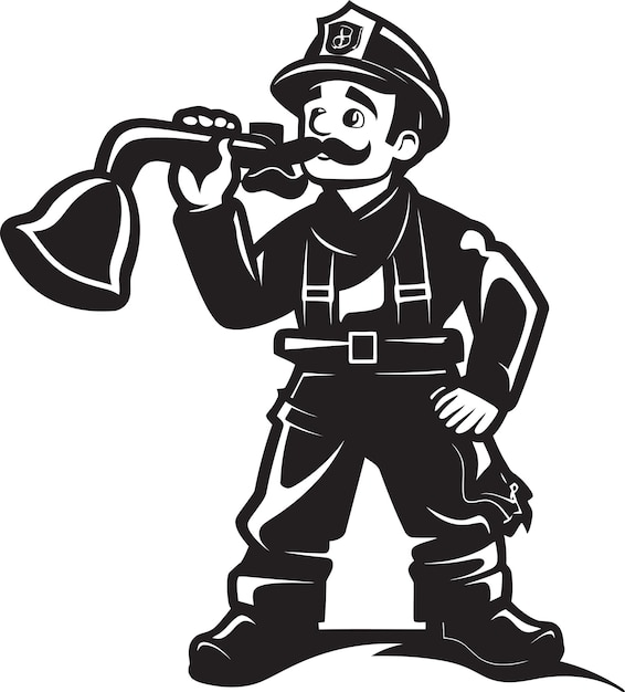 Vigilant Vanguard Cartoon Fireman Emblematic Vanguard Icon Firefighter Frontier Vector Logo Illustr