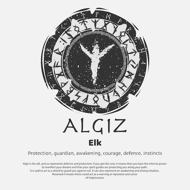 Viking Algiz rune dark circle shield