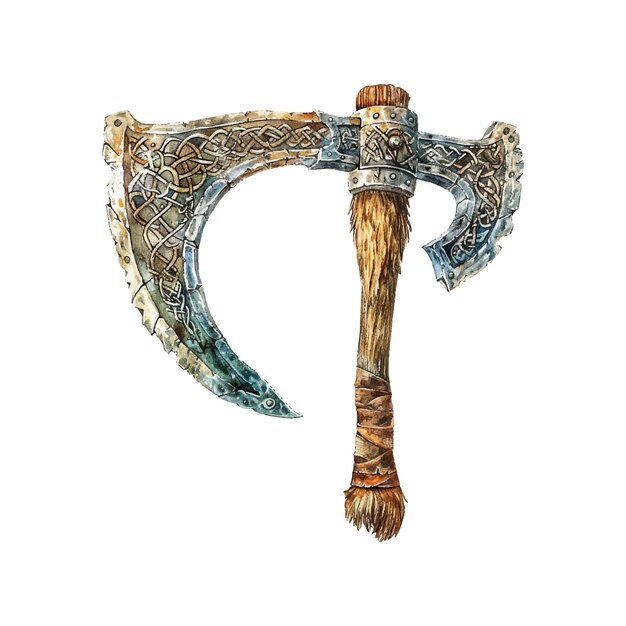 Vector viking axe vector illustration in watercolor style