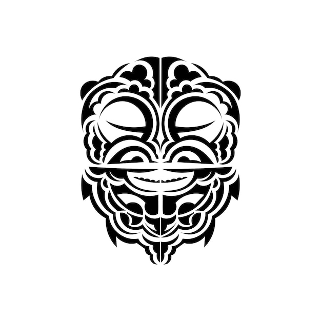 Viking faces in ornamental style Polynesian tribal patterns Suitable for tattoos Isolated Vector illustration