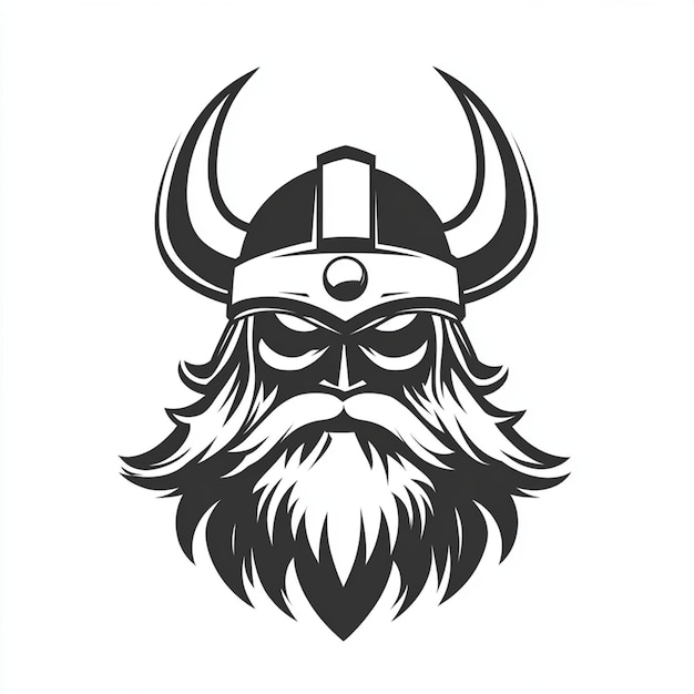 Vector viking front view black white logo