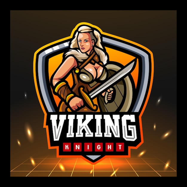 Viking girls mascot esport logo design